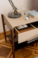 Regent bedside table, shown with leather finish